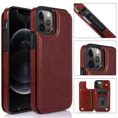 Applicable Mobile Phone Leather Case 12PRO Crazy Horse Pattern Protective Case XR Leather Card Fashion Shell