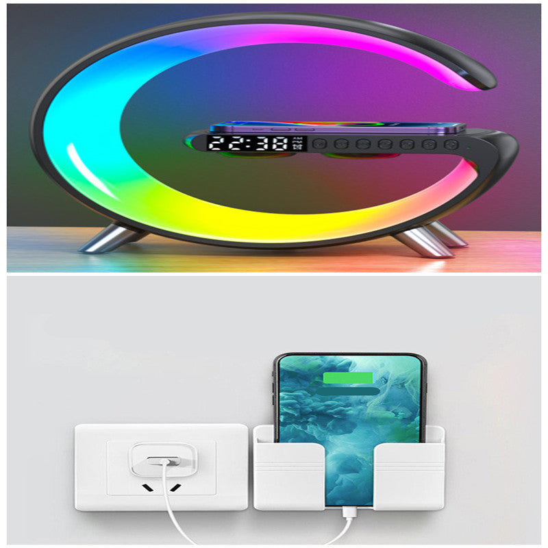 Intelligent G Shaped LED Lamp Bluetooth Speaker Wireless Charger Atmosphere Lamp App Control For Bedroom Home Decor