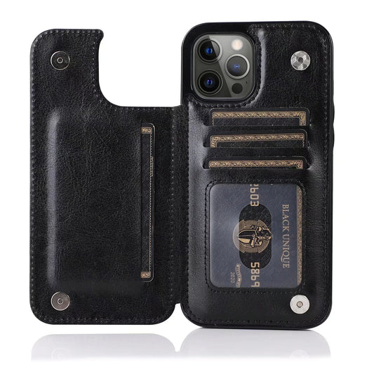 Applicable Mobile Phone Leather Case 12PRO Crazy Horse Pattern Protective Case XR Leather Card Fashion Shell